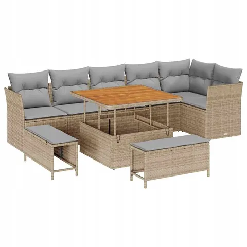vidaXL Ensemble de canapé de jardin 9 pc Beige polyrotin – 416162 – image 1