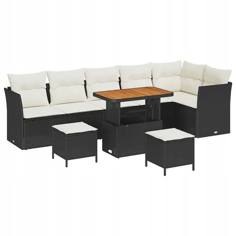 vidaXL Ensemble de canapé de jardin 9 pc Noir polyrotin – 416247 – image 1