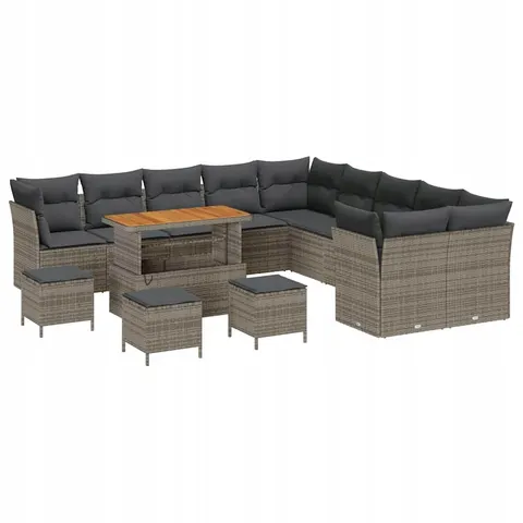 vidaXL Ensemble de canapé de jardin 14 pc Gris polyrotin – 416728 – image 1