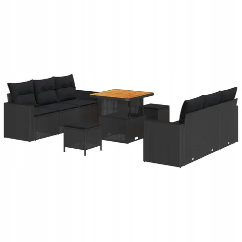 vidaXL Ensemble de canapé de jardin 9 pc Noir polyrotin – 416834 – image 1