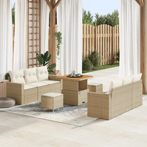 vidaXL Ensemble de canapé de jardin 9 pc Beige polyrotin – 416858 – image 1