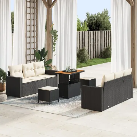 vidaXL Ensemble de canapé de jardin 9 pc Noir polyrotin – 416896 – image 1