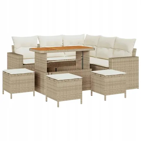 vidaXL Ensemble de canapé de jardin 9 pc Beige polyrotin – 417404 – image 1