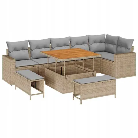 vidaXL Ensemble de canapé de jardin 9 pc Beige polyrotin – 417466 – image 1