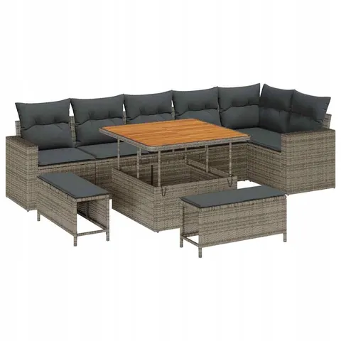 vidaXL Ensemble de canapé de jardin 9 pc Gris polyrotin – 417473 – image 1