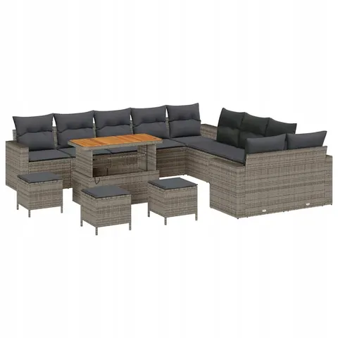 vidaXL Ensemble de canapé de jardin 14 pc Gris polyrotin – 418029 – image 1