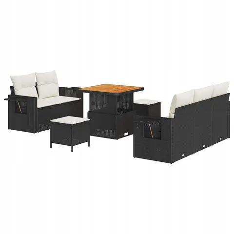 vidaXL Ensemble de canapé de jardin 8 pc Noir polyrotin – 418043 – image 1