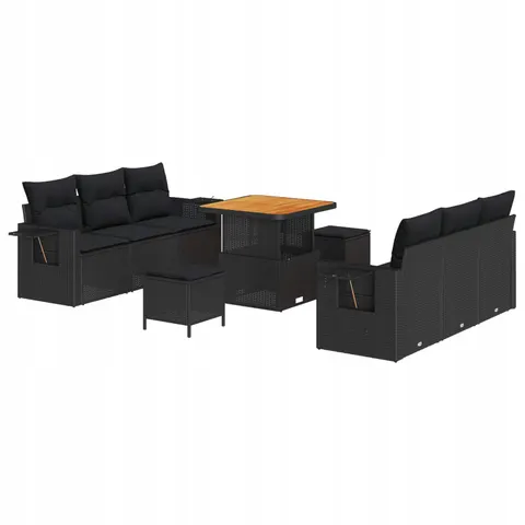 vidaXL Ensemble de canapé de jardin Noir polyrotin – 418135 – image 1