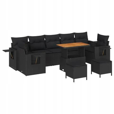 vidaXL Ensemble de canapé de jardin 10 pc Noir polyrotin – 418487 – image 1