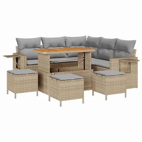 vidaXL Ensemble de canapé de jardin 9 pc Beige polyrotin – 418715 – image 1