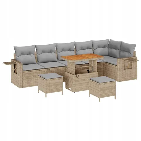 vidaXL Ensemble de canapé de jardin 9 pc Beige polyrotin – 418869 – image 1