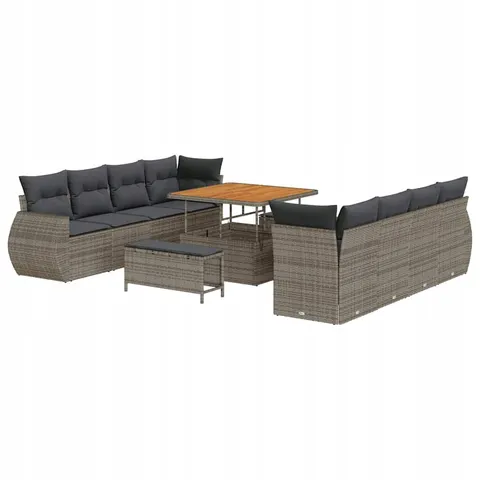 vidaXL Ensemble de canapé de jardin 11 pc Gris polyrotin – 419774 – image 1