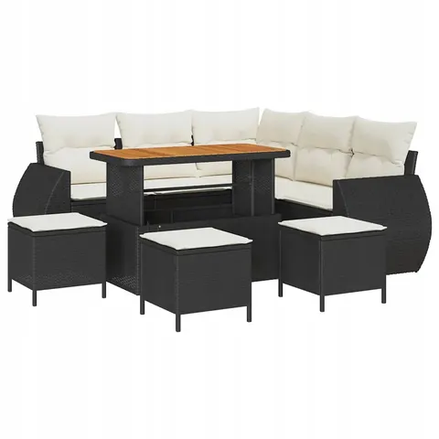 vidaXL Ensemble de canapé de jardin 9 pc Noir polyrotin – 419996 – image 1