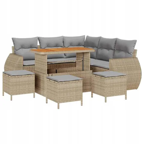 vidaXL Ensemble de canapé de jardin 9 pc Beige polyrotin – 420015 – image 1