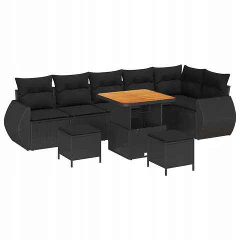 vidaXL Ensemble de canapé de jardin 9 pc Noir polyrotin – 420084 – image 1