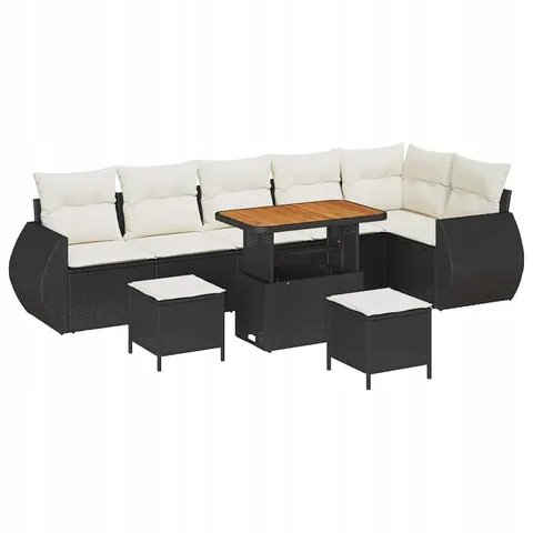vidaXL Ensemble de canapé de jardin 9 pc Noir polyrotin – 420145 – image 1