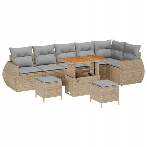 vidaXL Ensemble de canapé de jardin 9 pc Beige polyrotin – 420169 – image 1