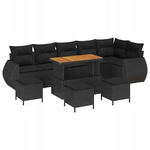 vidaXL Ensemble de canapé de jardin 10 pc Noir polyrotin – 420183 – image 1