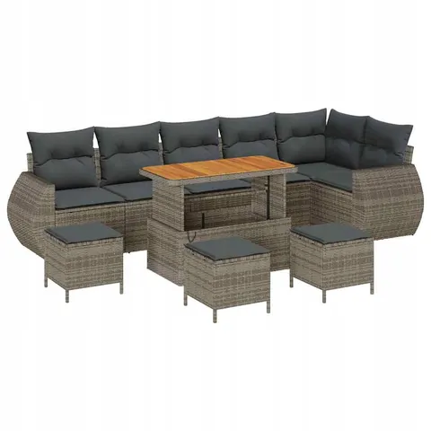 vidaXL Ensemble de canapé de jardin 10 pc Gris polyrotin – 420220 – image 1