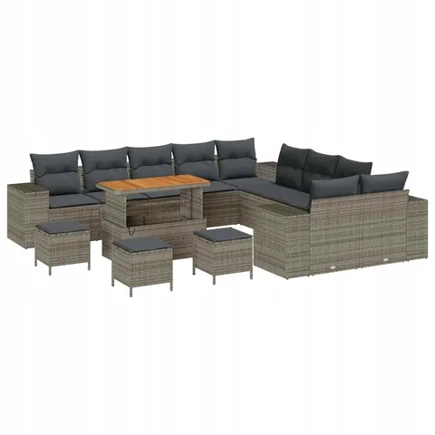 vidaXL Ensemble de canapé de jardin 14 pc Gris polyrotin – 421920 – image 1