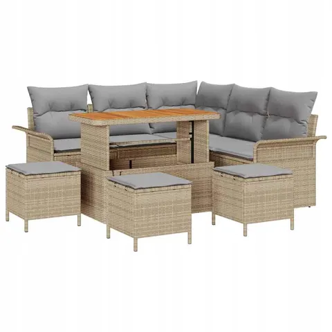 vidaXL Ensemble de canapé de jardin 9 pc Beige polyrotin – 422613 – image 1