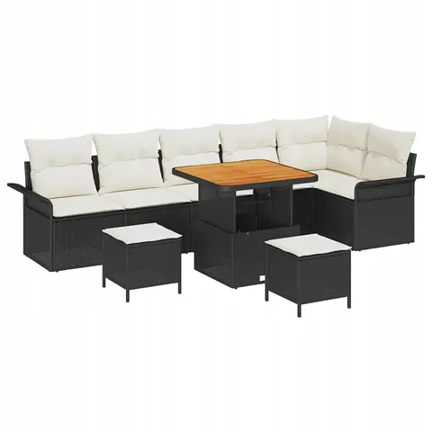 vidaXL Ensemble de canapé de jardin 9 pc Noir polyrotin – 422699 – image 1
