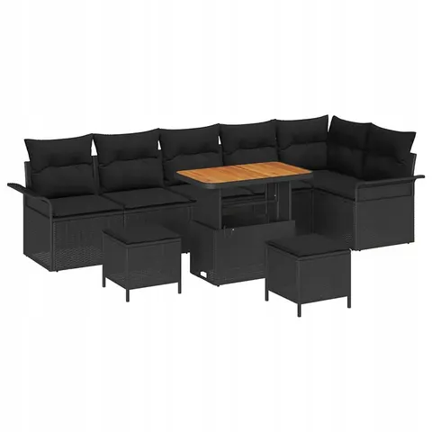 vidaXL Ensemble de canapé de jardin 9 pc Noir polyrotin – 422736 – image 1