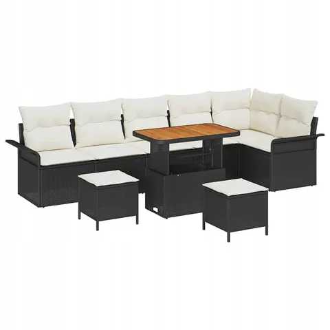 vidaXL Ensemble de canapé de jardin 9 pc Noir polyrotin – 422743 – image 1