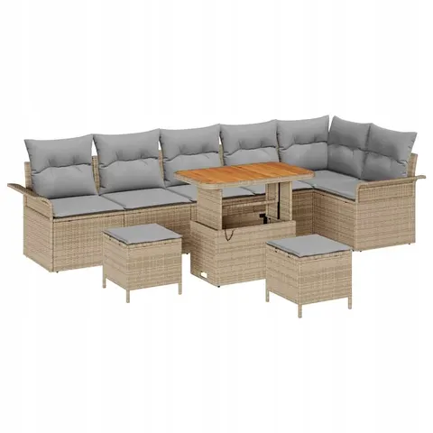 vidaXL Ensemble de canapé de jardin 9 pc Beige polyrotin – 422767 – image 1