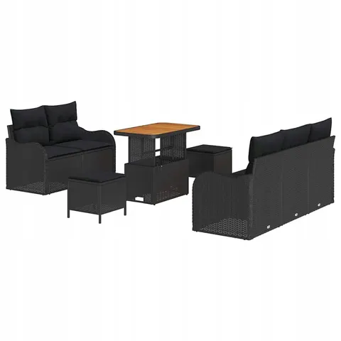 vidaXL Ensemble de canapé de jardin 8 pc Noir polyrotin – 423283 – image 1