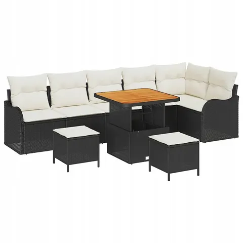 vidaXL Ensemble de canapé de jardin 9 pc Noir polyrotin – 423993 – image 1