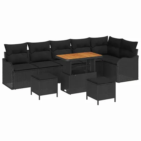 vidaXL Ensemble de canapé de jardin 9 pc Noir polyrotin – 424037 – image 1