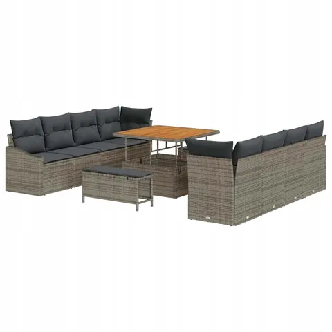 vidaXL Ensemble de canapé de jardin 11 pc Gris polyrotin – 427571 – image 1