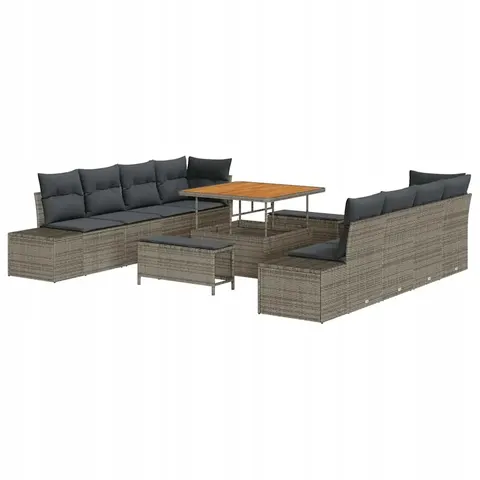Ensemble de canapé de jardin Gris Poly rotin vidaXL – image 1