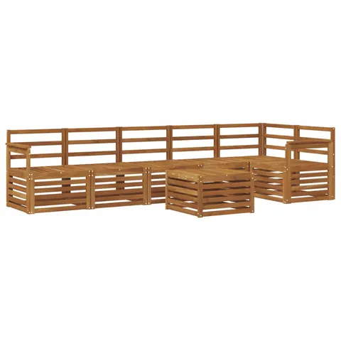 vidaXL Ensemble de canapés d'extérieur 7 pc 6 place Naturel – 529787 – image 1