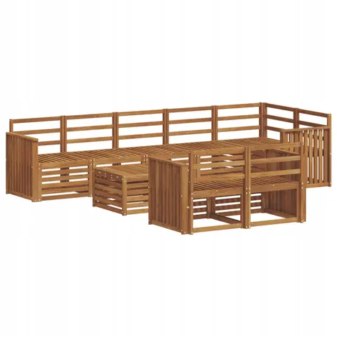 vidaXL Ensemble de canapés d'extérieur 9 pc 8 place Naturel – 531087 – image 1