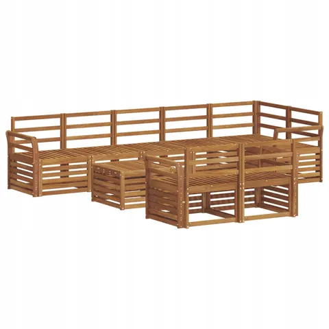 vidaXL Ensemble de canapés d'extérieur 9 pc 8 place Naturel – 531131 – image 1