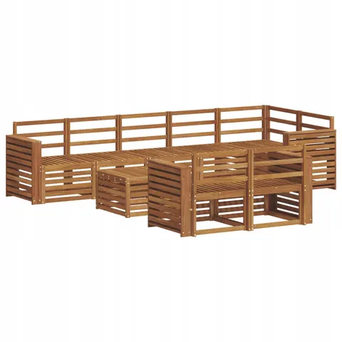 vidaXL Ensemble de canapés d'extérieur 9 pc 8 place Naturel – 531186 – image 1