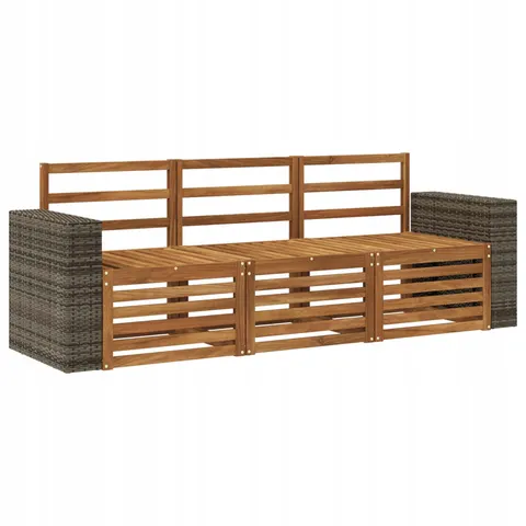 vidaXL Ensemble de canapés d'extérieur 3 pc 3 place Naturel – 687142 – image 1