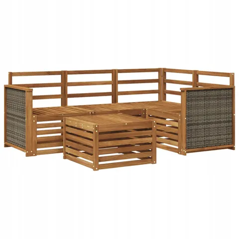 vidaXL Ensemble de canapés d'extérieur 5 pc 4 place Naturel – 690548 – image 1