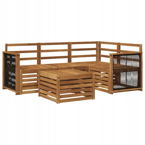 vidaXL Ensemble de canapés d'extérieur 5 pc 4 place Naturel – 690593 – image 1