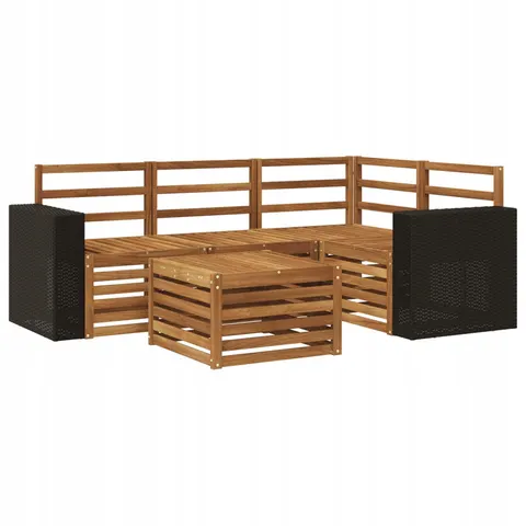 vidaXL Ensemble de canapés d'extérieur 5 pc 4 place Naturel – 690692 – image 1