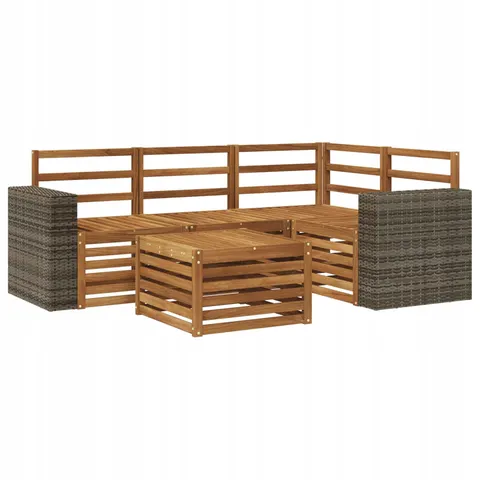 vidaXL Ensemble de canapés d'extérieur 5 pc 4 place Naturel – 690746 – image 1