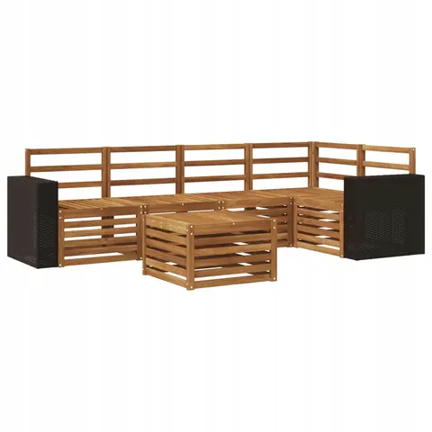 vidaXL Ensemble de canapés d'extérieur 6 pc 5 place Naturel – 691293 – image 1