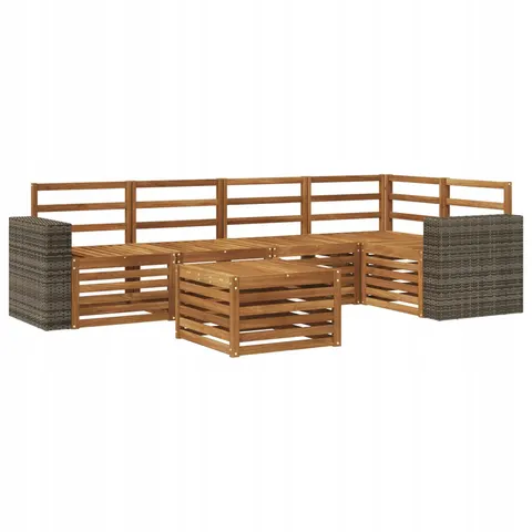 vidaXL Ensemble de canapés d'extérieur 6 pc 5 place Naturel – 691347 – image 1