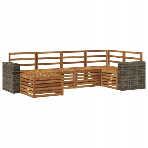 vidaXL Ensemble de canapés d'extérieur 6 pc 5 place Naturel – 693143 – image 1