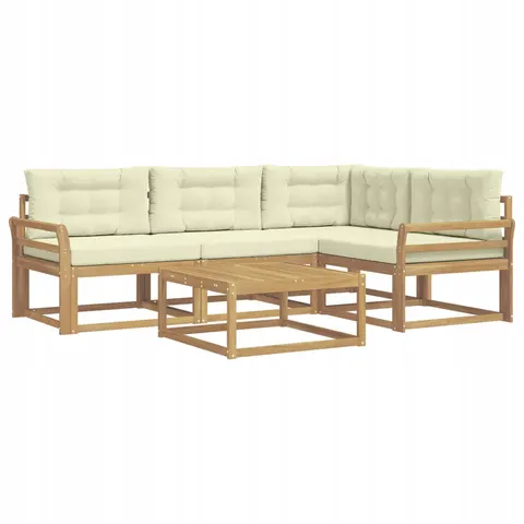 vidaXL Ensemble de canapés d'extérieur 5 pc Blanc et crème Polyester – 769176 – image 1
