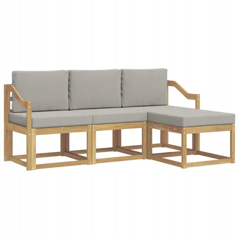 vidaXL Ensemble de canapés d'extérieur 4 pc Blanc et gris clair – 779786 – image 1