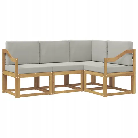 vidaXL Ensemble de canapés d'extérieur 4 pc Blanc et gris clair – 780836 – image 1