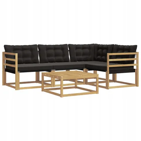 vidaXL Ensemble de canapés d'extérieur 5 pc Blanc et noir – 807687 – image 1